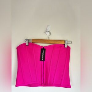 PLT Hot Pink Bustier Top with Front Hook Closure